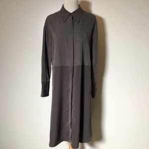 Color block gray on gray collared tunic shirtdress